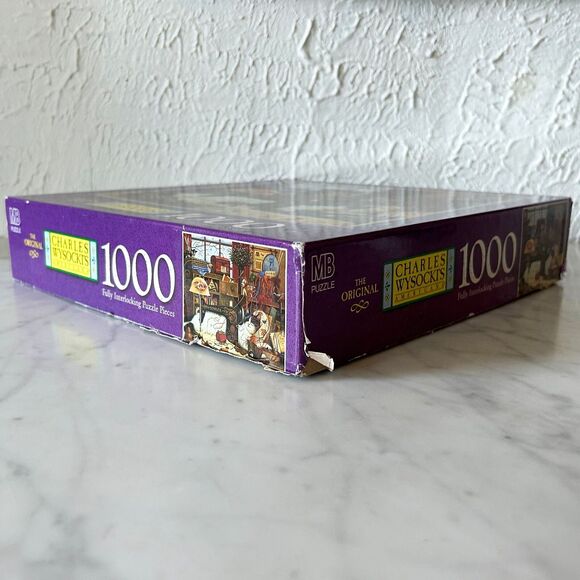 Vintage 1998 Sew, Sew Relaxing Charles Wysocki 1000 Piece Cat Puzzle - Complete - Picture 7 of 9